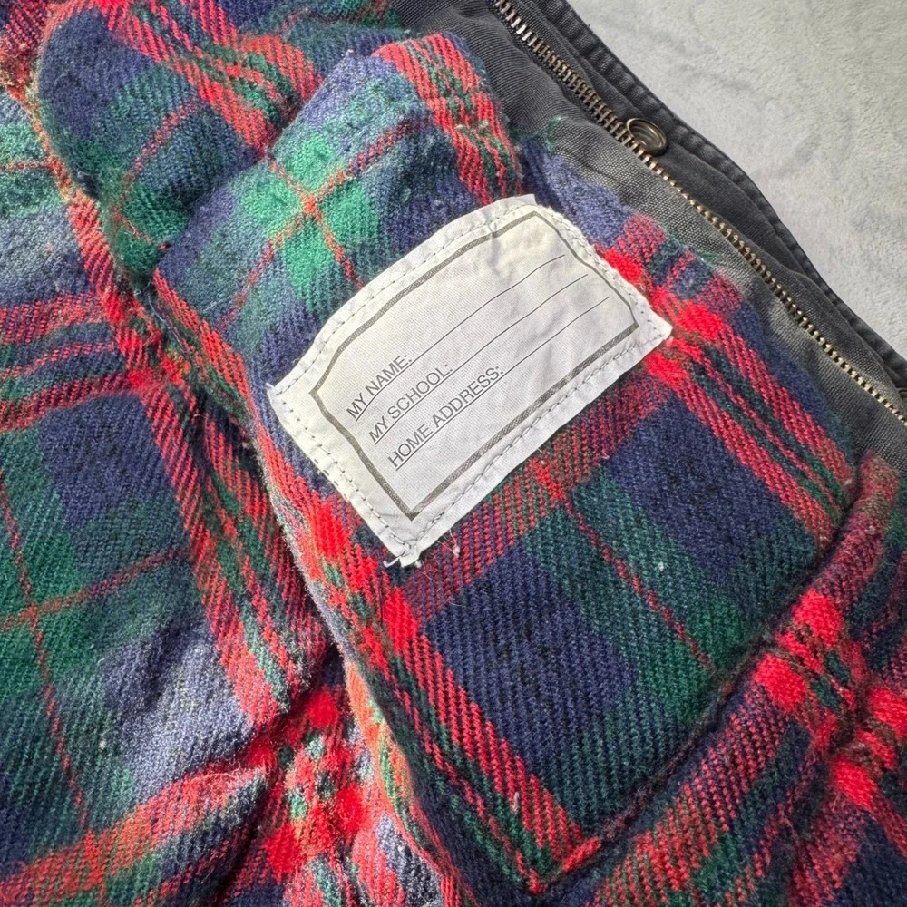 Jonathan Stone Kids Plaid Lined Hooded Coat Jacket Size 5 Charcoal Corduroy Trim